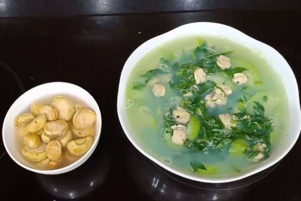 canh ngao mồng tơi