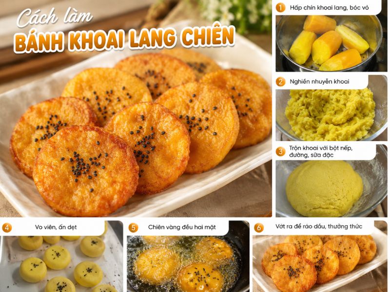 3+ cách làm bánh khoai lang chiên giòn rụm, thơm ngon